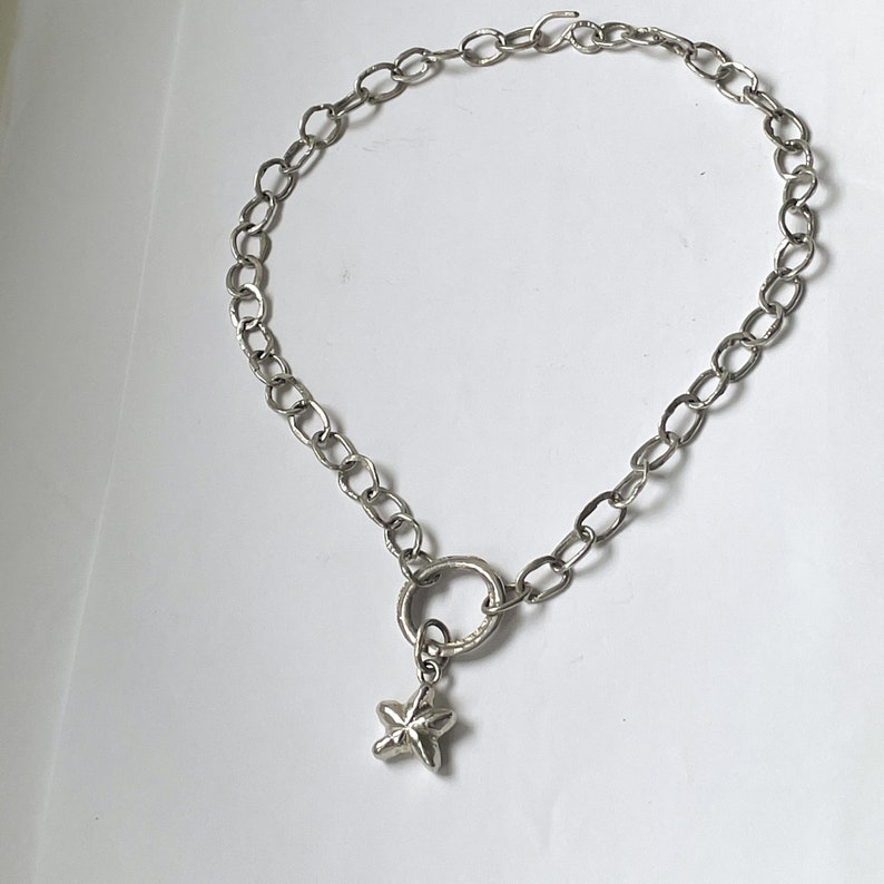 Sterilng Silver Statement Chain Necklace with Star Pendant Hallmarked image 3