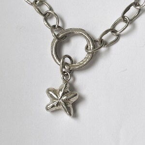 Sterilng Silver Statement Chain Necklace with Star Pendant Hallmarked image 2