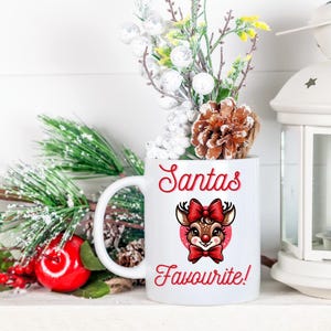 Santa’s Favourite mug Christmas Reindeer- Mug (11, 15oz) - Santa&#39;s Favorite, Holiday Gift, Christmas Mug, Festive holiday gift, Xmas Tea Cup