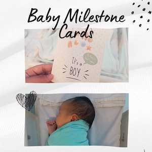Cartes bébé étape importante | Étapes du mois à imprimer pour bébé | Accessoires photo numériques pour nouveau-nés | Cadeau baby shower | Flashcards neutres pour bébé