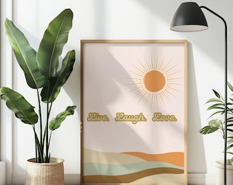 Live Laugh Love Prints, Quote Wall Art, Quote Prints, Aesthetic Wall Decor, Live Laugh Love Sign, Farmhouse Wall Decor, Digital Print, Art