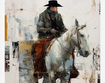 Origineel western-cowboy-olieverfschilderij, ruiterkunst, moderne westerse kunstwerken,