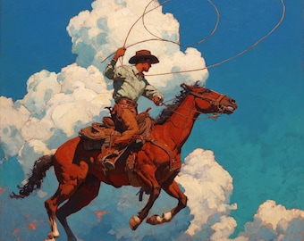 Cowboy- oil painting on canvas- western art- home decor, size 36x36 inches