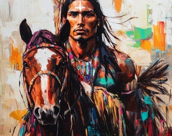 Heritage-olieverfschilderij op canvas 36 x 36 - Home Decor Southwest Western Art