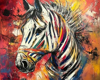 Zebra- modern oil  painting on canvas- western art, home decor