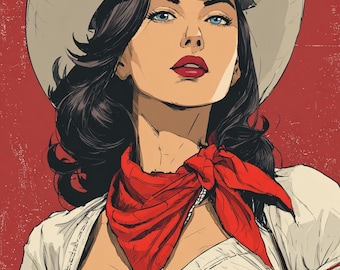 Cowgirl oljemålning – Original västerländsk konst,