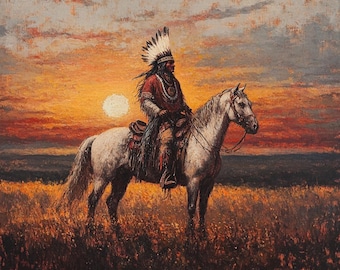 Ancestors Oil Painting on Canvas, 36x36 inches, Southwestern Art for Home Decor
