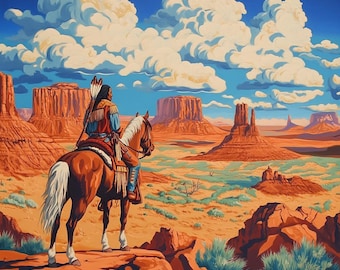 Spirit Of The Southwest- oil painting on canvas- western art- home decor, size 36x36 inches