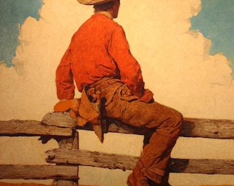 Western Cowboy Oil Painting on Canvas, Ranch Decor Wall Art