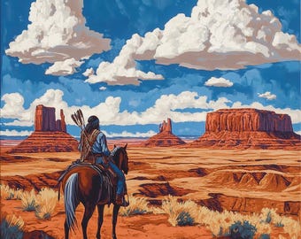 Spirit Of The Southwest- oil painting on canvas- western art- home decor, size 36x36 inches