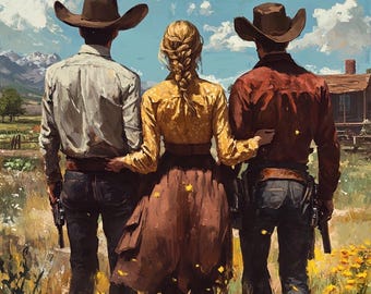 Oil Painting on Canvas Cowboy Art 36x36 inches Western Home Decor