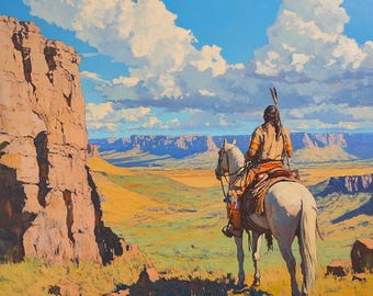 Spirit Of The Southwest- oil painting on canvas- western art- home decor, size 36x36 inches