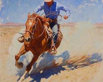 West-West: 40 x 30 inch, westers woondecoratie, olieverfschilderij op canvas