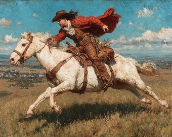 Western Cowboy Painting on Horse •48x36 inches
