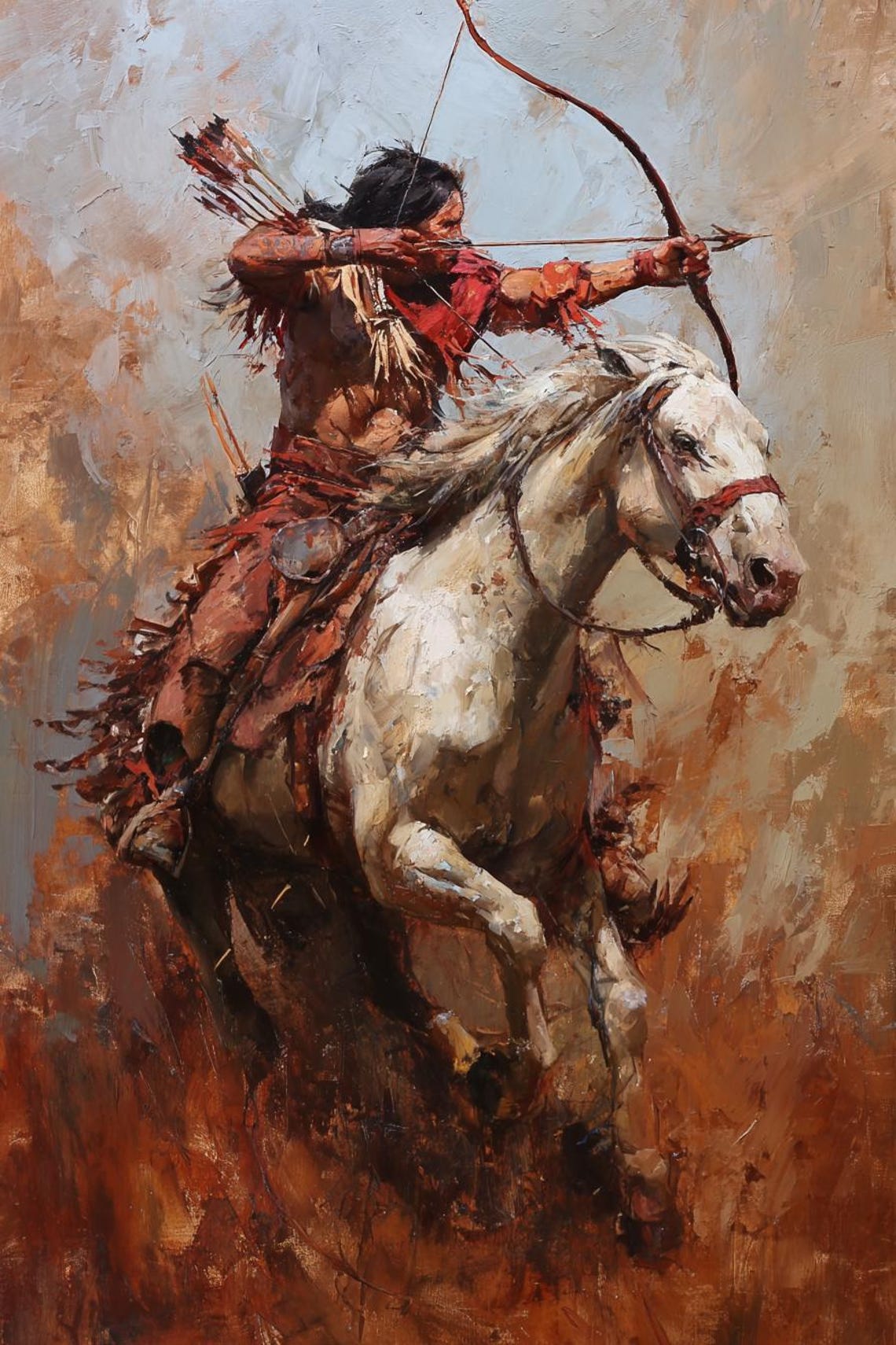 Native American Warrior on Horseback (60x40 Inches) - Etsy