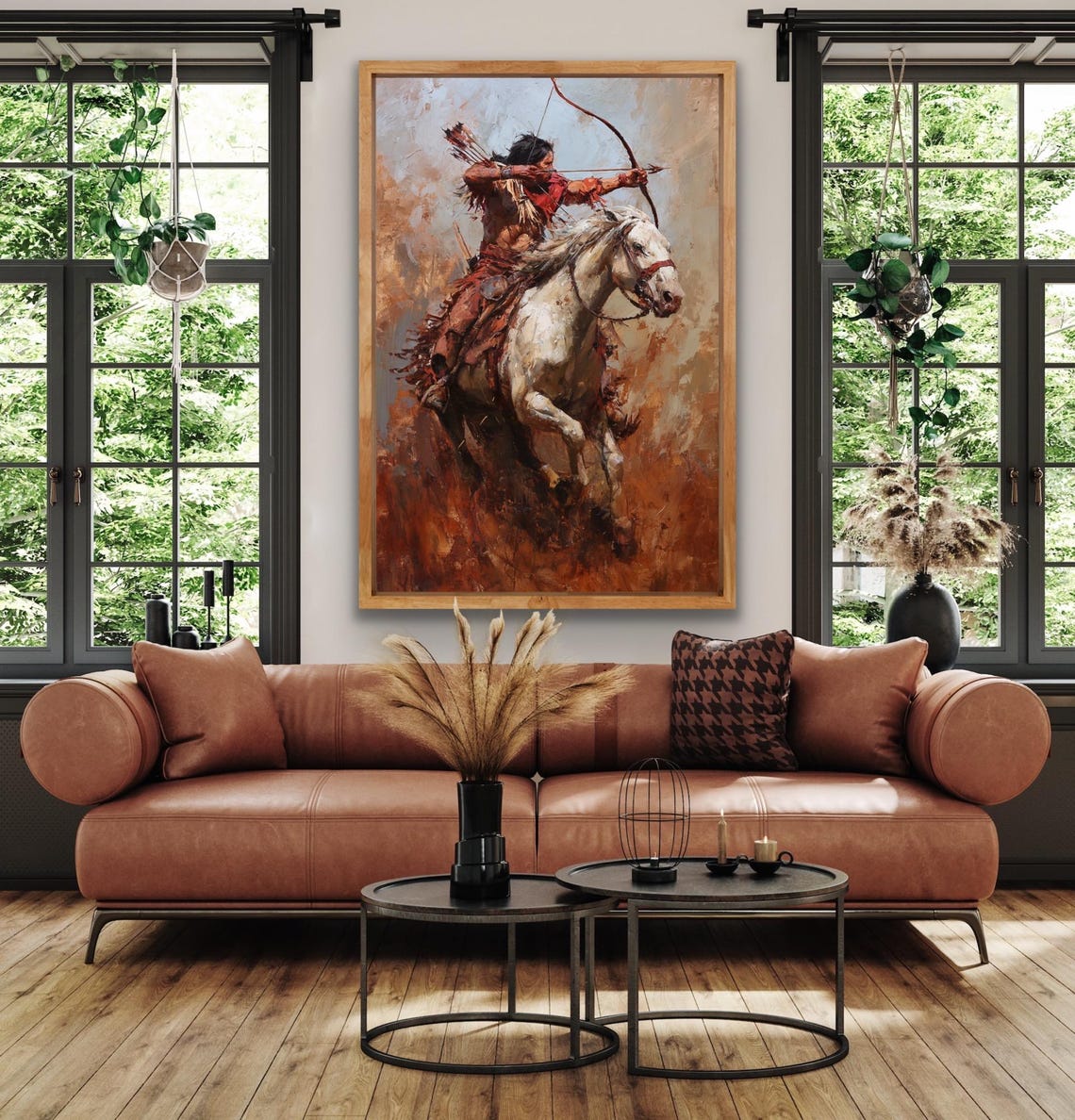 Native American Warrior on Horseback (60x40 Inches) - Etsy