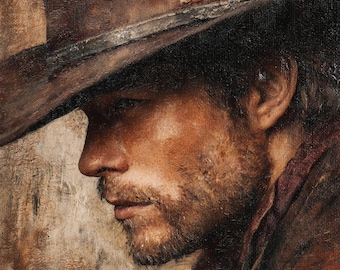 Cowboy- oil painting on canvas- western art- home decor- 30x30 inches