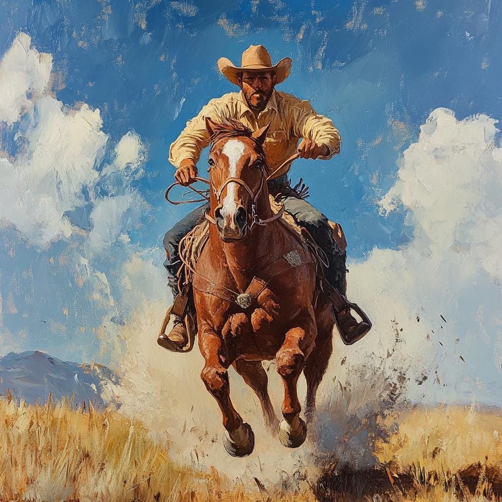 Tableau Scène de Western - Boutique Cowboy
