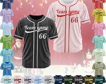 Custom Baseball Jersey - Personalized Pinstripe Design with Stitched Team Name  Number - Great Gift for Men, Women, & Youth