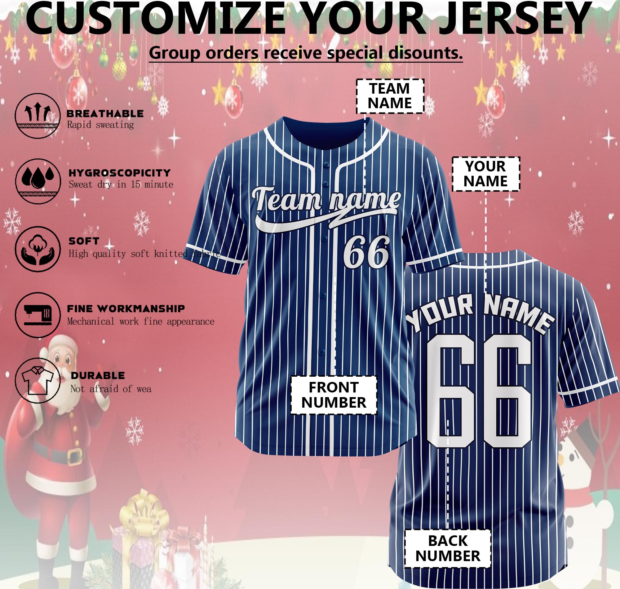 Printable Pinstripe Baseball Jersey Personalzied Baseball Jersey