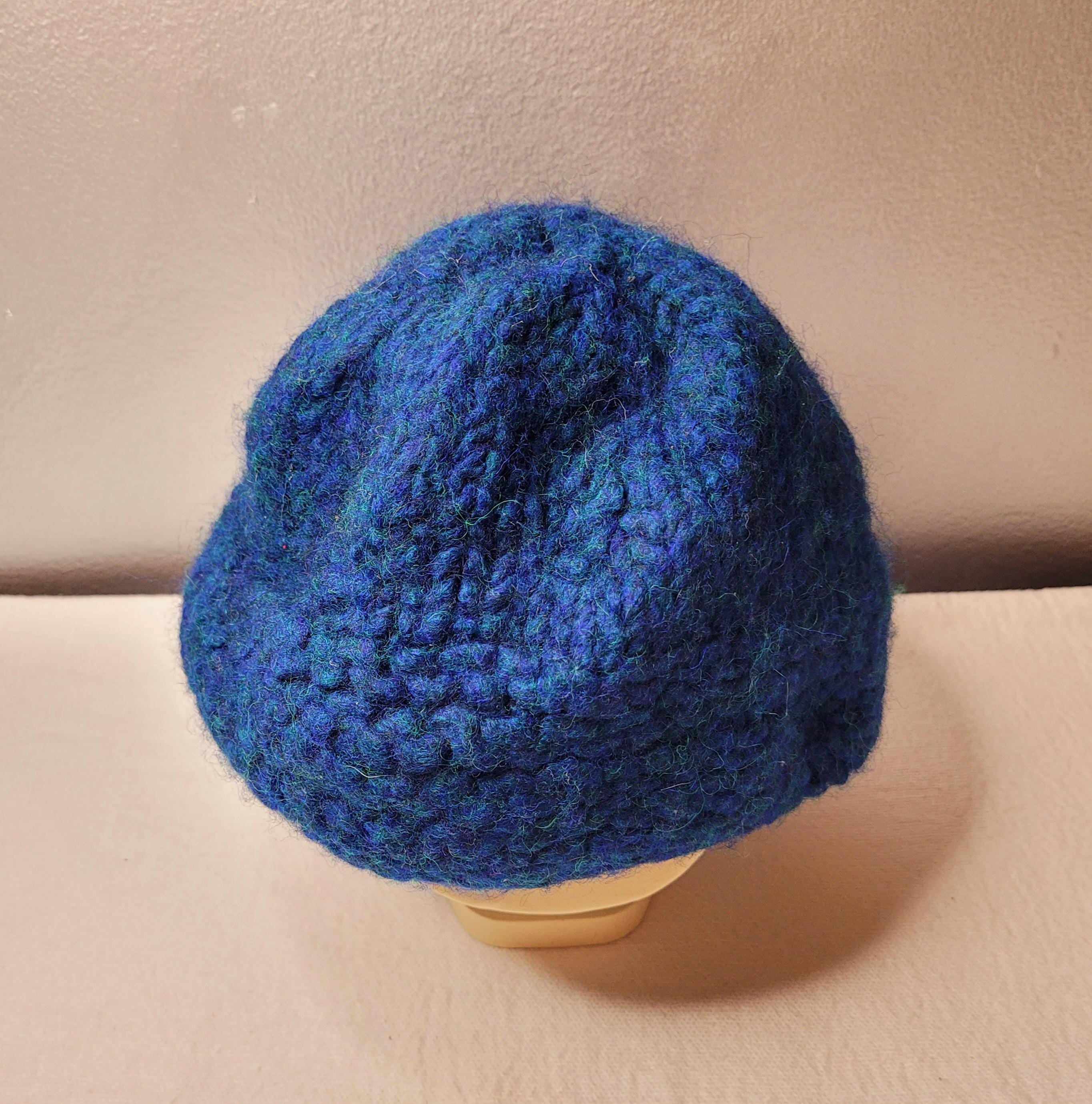Hand Knit Royal Blue Beanie: Women\'s Winter Hat Blue Winter Beanie Womens Hats Blue Scarf Women Winter  main image 2