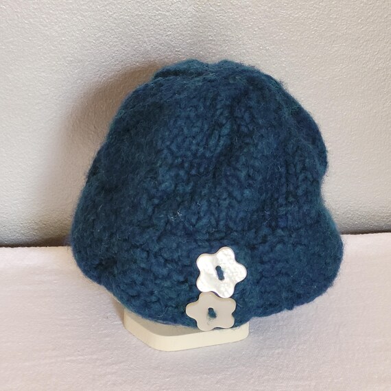 Hand Knit Royal Blue Beanie: Women\'s Winter Hat Blue Winter Beanie Womens Hats Blue Scarf Women Winter  main image 3