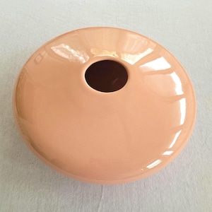 Vintage Haeger Pottery Vase Planter Salmon Pink Color UFO Disk Shaped 10&quot;