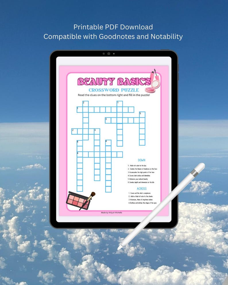 Beauty Crossword Puzzle Etsy