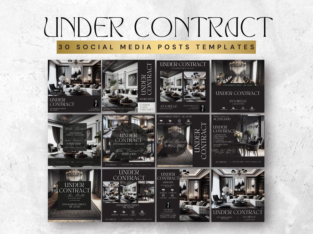 30 UNDER CONTRACT Real Estate Social Media Posts Templates Real Estate ...