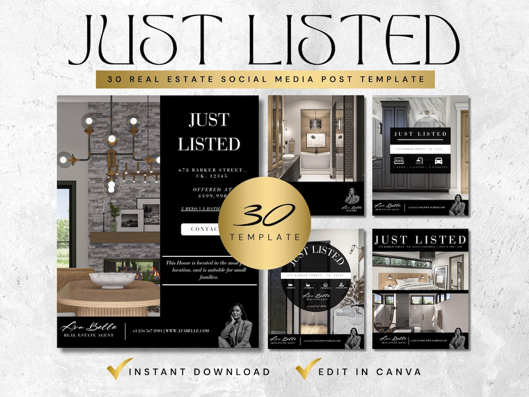 30 Just Listed Real Estate Social Media Templates | Canva Editable ...