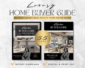55 Page Real Estate Home Buyer's Guide | Luxury Realtor Branding | Canva Editable | Instant Download