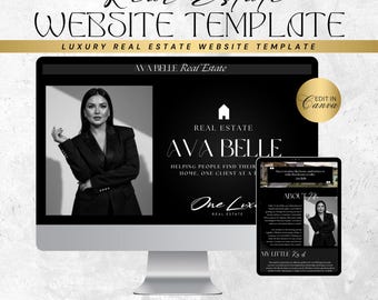 Real Estate Website Canva | Canva Website Template | Luxury Realtor Marketing | Realtor Website Template | Luxury Real Estate Template