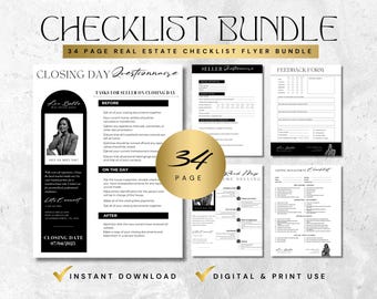 Real Estate Checklist Bundle | 34 Realtor Marketing Templates | Canva Editable | Instant Download