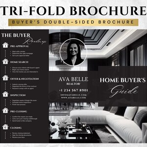 Real Estate Buyer&#39;s Guide Tri Fold Brochure Double Sided Real Estate Marketing Realtor Branding Luxury Real Estate Branding Luxury Realtor
