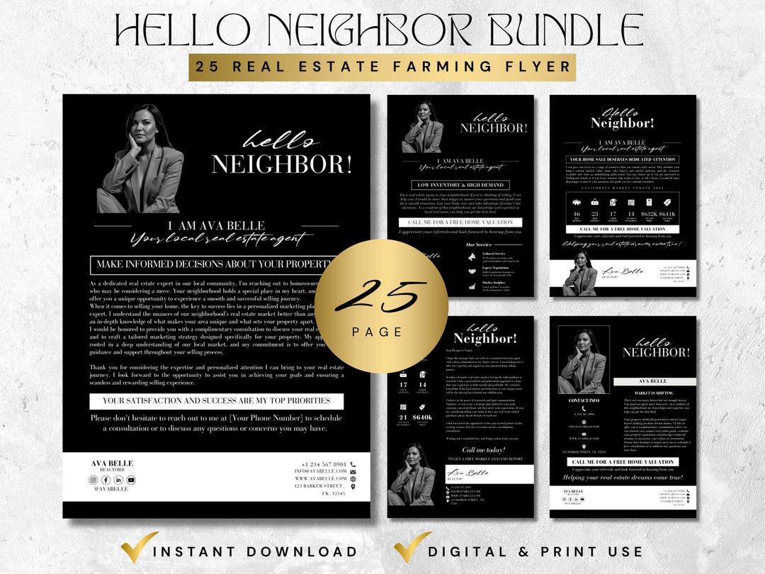 Real Estate Farming Flyer Bundle | Hello Neighbor Marketing Templates ...
