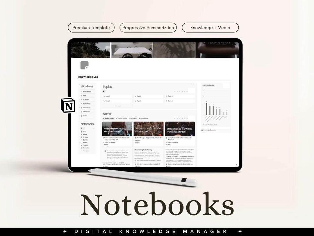 Notion Knowledge Lab Template, Media Manager, Study Dashboard - Etsy