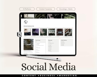 Notion Content Business Planner, Social Media Template
