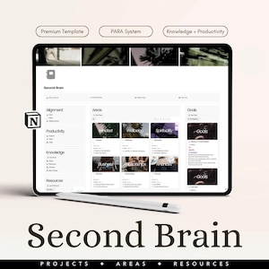 Second Brain, Notion Dashboard, Notion Template, PARA, ADHD Template, Digital Planner, Notion Second Brain, Notion Planner