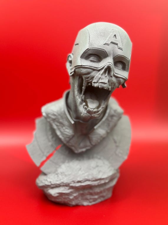 Captain America Zombie Bust | Marvel Gift, Collectible Figure, Superhero Decor, Unique Birthday Present, Comic Book Lover's Item