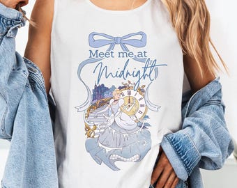 Canotta Disney &quot;Incontriamoci a mezzanotte&quot; di Cenerentola, maglietta per neonati di Cenerentola, maglietta della principessa di Cenerentola, maglietta del Regno Magico, maglietta del viaggio Disney