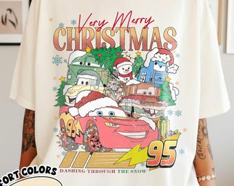 Very Merry Christmas Cars 2025 Shirt, Lightning Mcqueen Christmas Shirt, Sally Mater Doc Hudson Christmas Shirt, Cars Christmas Matching tee
