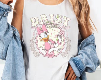 Vintage Daisy Duck roze thee tanktop, shirt Daisy est 1940, verjaardagscadeaus meisje, retro coquette strikken Daisy Tee, Disney baby T-shirt crop top