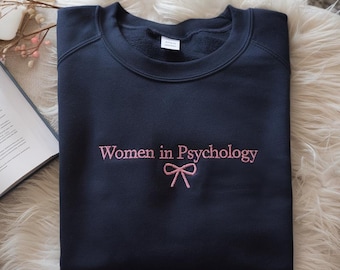 Bluza z haftem dla kobiet w psychologii, bluza dla studentów psychologii, sweter psychologii, bluza z okrągłym dekoltem dla studentów psychologii
