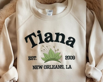 Bluza z haftem Księżniczka Tiana, Bluza z okrągłym dekoltem Księżniczka Disney, Bluza Księżniczka i Żaba, Bluza Disney Trip 2025