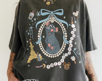 Camisas de Remy con lazo retro de coqueta, camisa de Disney Ratatouille París Francia, Remy "Cualquiera puede cocinar", camisas de chef de Disney, Remy Gusteau's