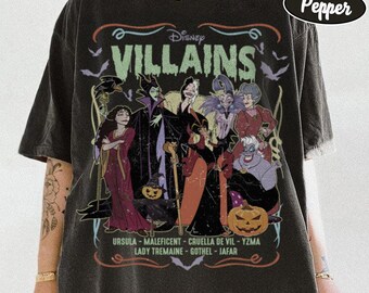 Maglietta di Halloween dei cattivi Disney, maglietta della strega, maglietta di Halloween di Disneyland, maglietta della festa di Halloween 2025, maglietta abbinata delle streghe cattive, maglietta dei cattivi