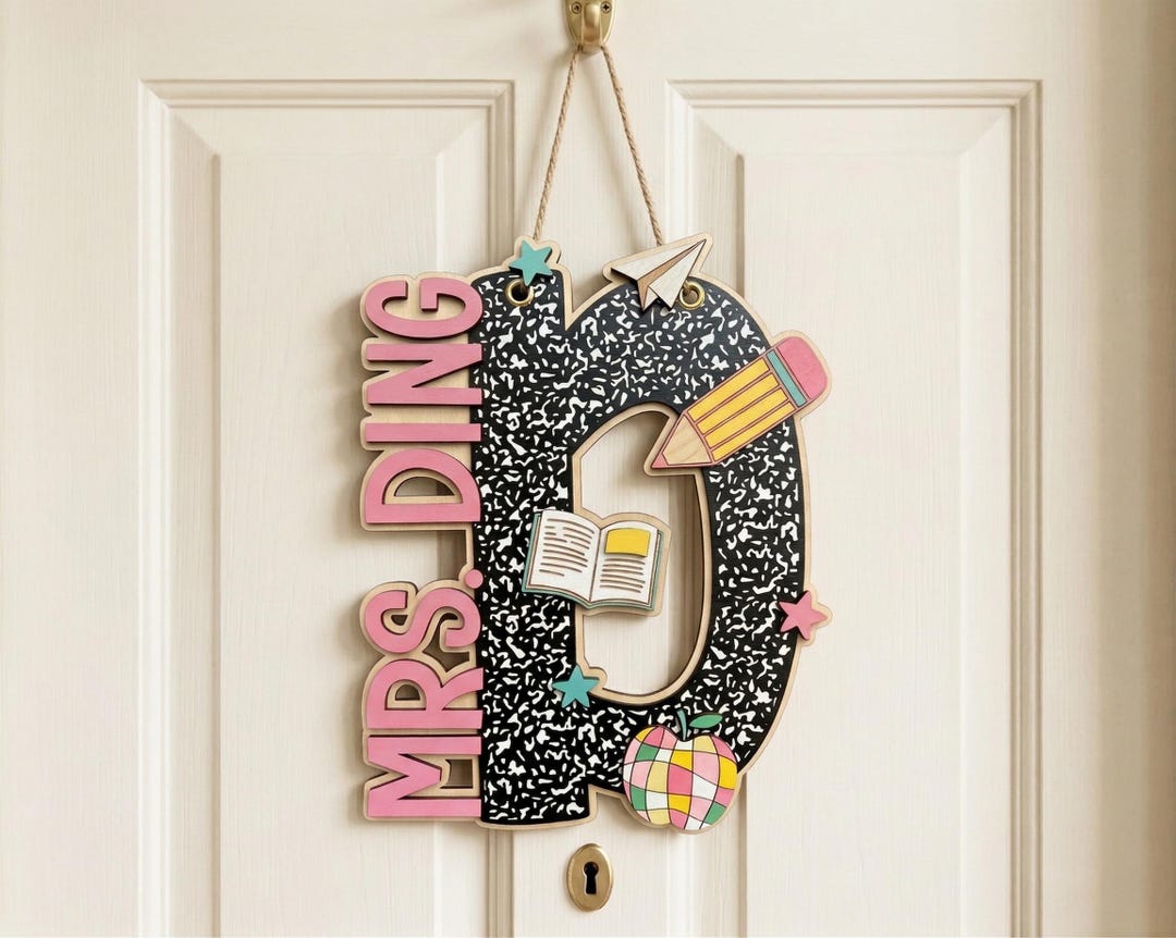 Custom Teacher Name Sign, Personalized Classroom Door Decor, Pencil ...