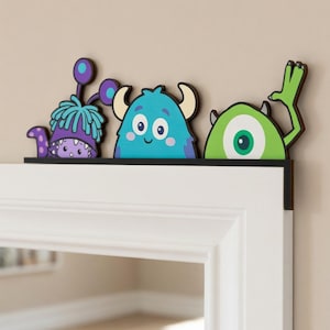 Cute Monster Door Corner Sign, Peekaboo Kids Room Decor, Cartoon Door Frame Decor, Playroom Wall Art, Nursery Door Sign