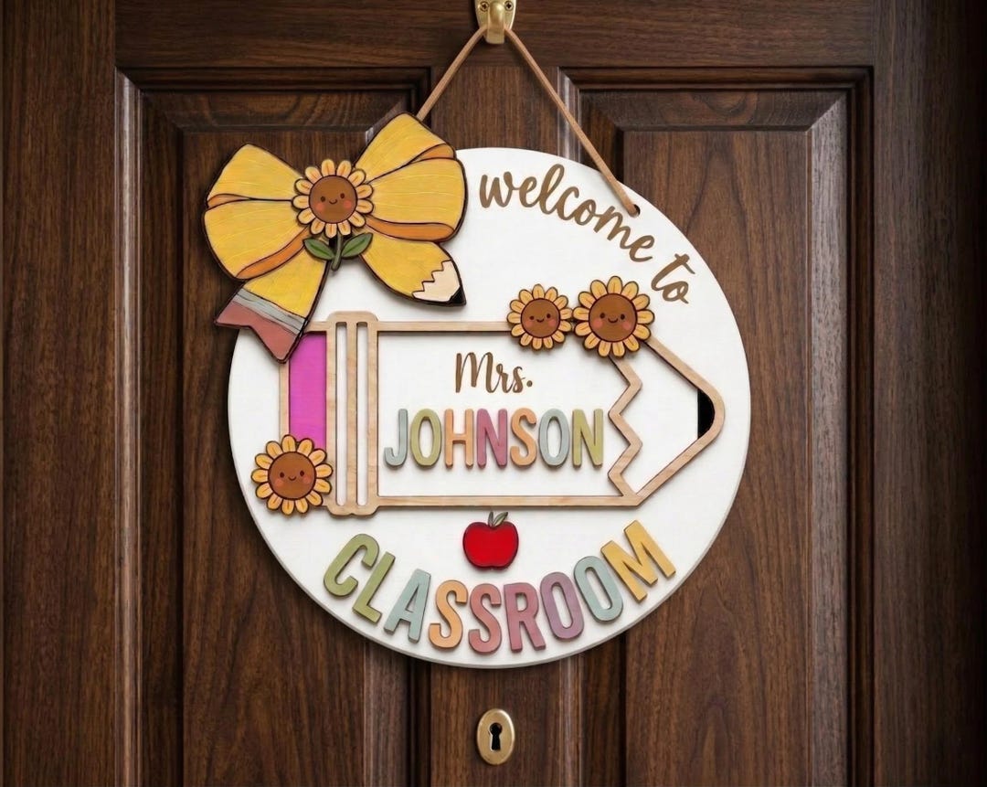 Personalized Teacher Wooden 2 Layers Door Hanger, 3D Gift Teachers ...