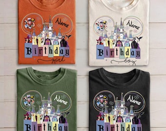 Aangepaste naam Disney schurken verjaardag T-shirt, Disney schurken personages verjaardag T-shirt, Disney heks verjaardagsshirt, schurken verjaardagsfeestje